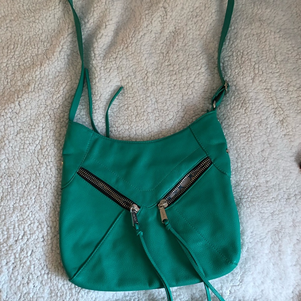 Green faux leather crossbody bag